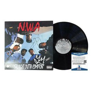 Ice Cube & DJ Yella Signed NWA Straight Outta Compton Vinyl Record Album Beckett